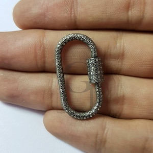 Full Pave diamond clasp, 925 sterling silver beautiful oval diamond screw designe clasp , diamond clasp locks,rose cut diamond clasp