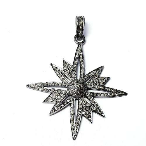 Star Burst Design Rosecut Pave Diamond Pendant 925 Sterling - Etsy