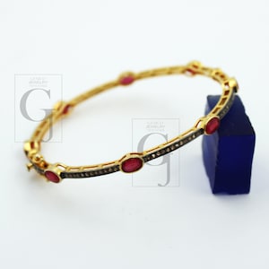 Very beautiful 14k gold ruby bangles Rosecut pave diamond bangle bracelet 925 sterling silver handmade finish diamond bangle bracelet