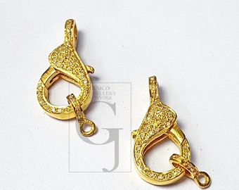 Pave Diamant Verschluss: Diamanten im Rosenschliff, Sterling Silber mit Gold-Finish
