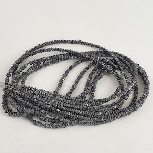 Natural Diamond Stone Strand - Uncut Raw Diamond Nuggets for Handcrafted Jewelry - 3mm Black Diamond Beads - 14 inches Length