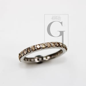 Handmade Pave Diamond Ring: 925 Sterling Silver Finish