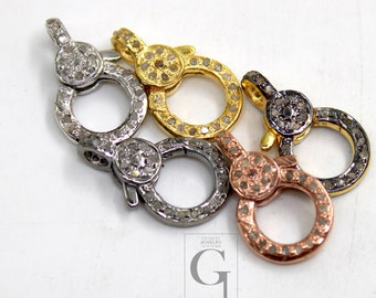 Pave Diamant Karabiner: Handgefertigter 925 Sterling Silber Schmuck finden (15 mm)