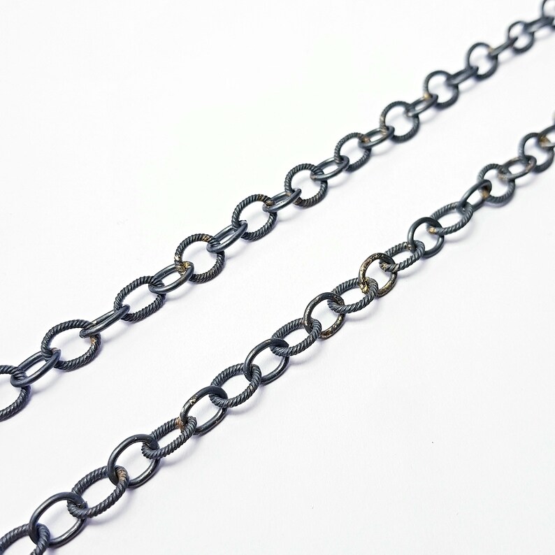 Antique finish oxidized 925 sterling silver handmade links chain