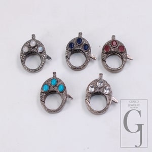 Pave Diamond Lobster Clasp: Rosecut 925 Sterling Silver Lock