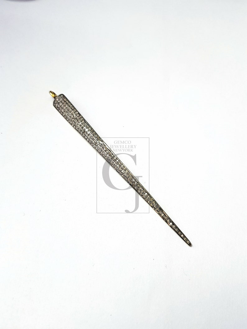 Pave diamond rosecut pendant 925 sterling silver pendant handmade diamond pendant beautiful spike design pave diamond pendant charm