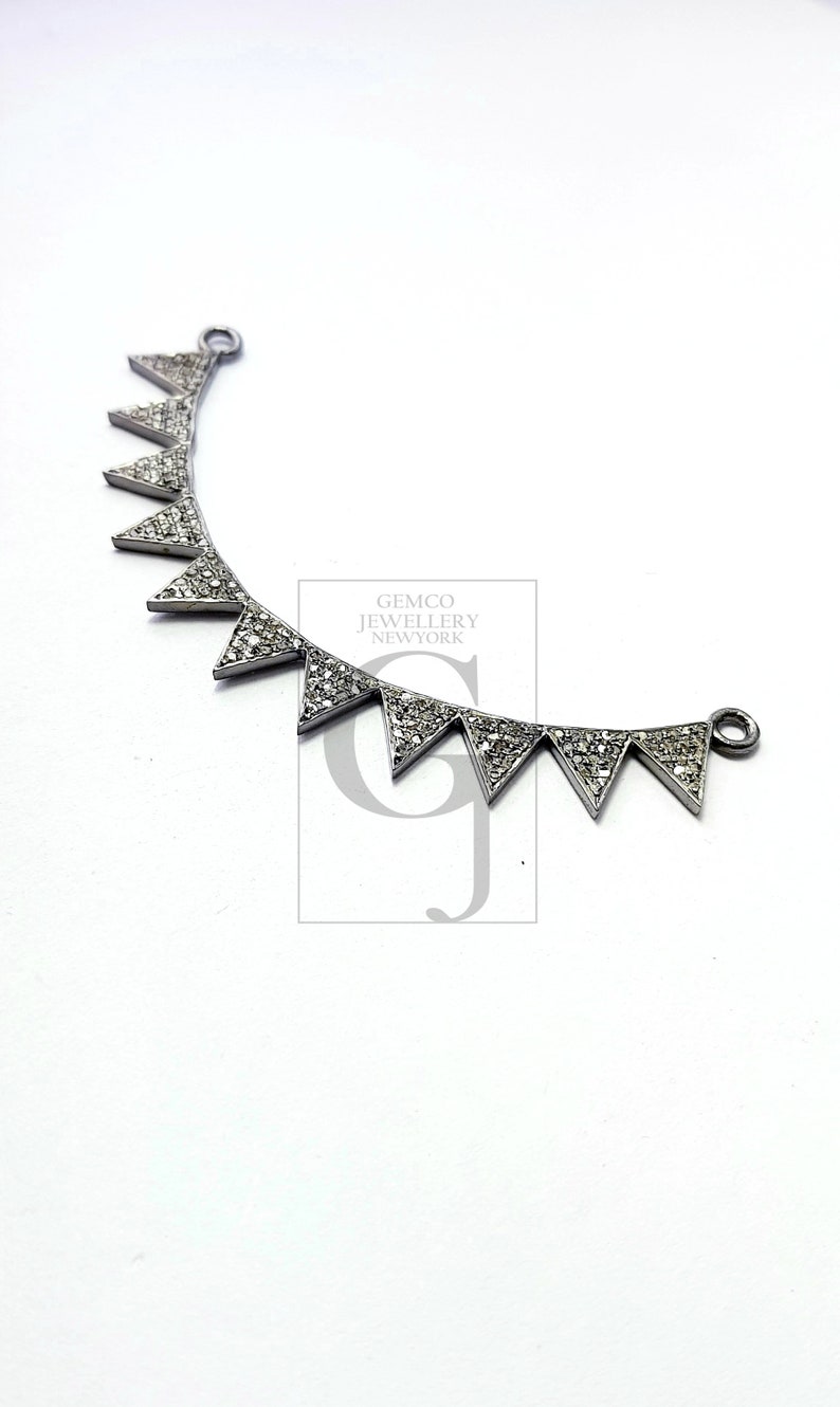 Beautiful pyramid triangle design Rosecut pave diamond pendant 925 sterling silver handmade finish diamond jewelry pendant necklace