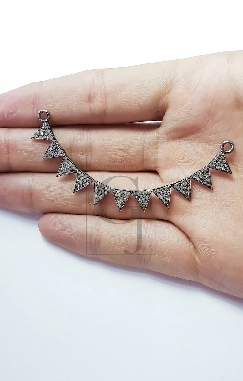 Beautiful pyramid triangle design Rosecut pave diamond pendant 925 sterling silver handmade finish diamond jewelry pendant necklace