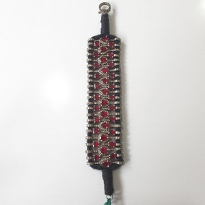 Red Ruby Thread Bracelet Rosecut Pave Diamond Thread Bangle Bracelet 925 Sterling Silver Handmade Finish Bangle Macrame Bracelet jewelry 1pc