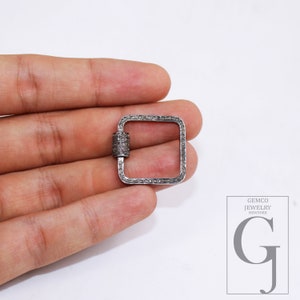 Pave Diamond Screw Clasp: Sterling Silver Square Lock, Handmade Jewelry Connector