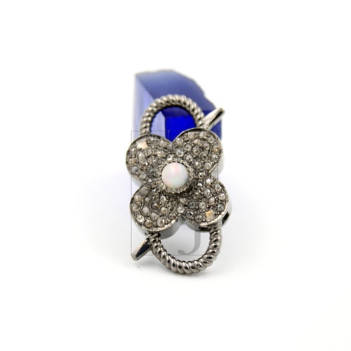 Rosecut pave diamond lobster clasp, 925 sterling silver diamond handmade clasp, color stone shops diamond clasp,pave diamond clasp,diamond clasp