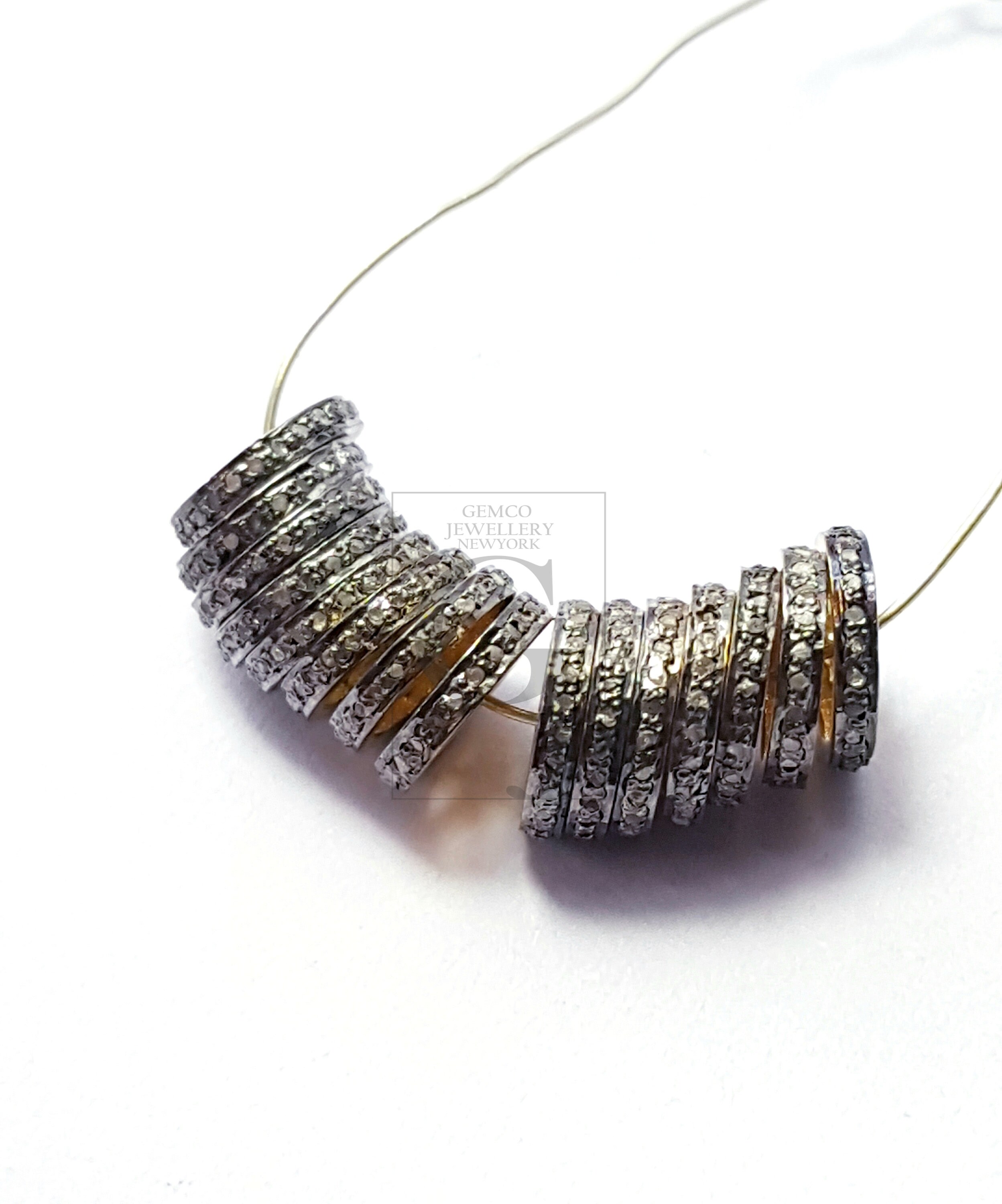 Perles Rondes Argent 925 Avec Diamant – 16 Mm, Fait Main, Inde, Perles Intercalaires