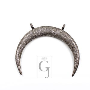 Diamond Tusk Pendant: Handmade Sterling Silver Boho Necklace Charm