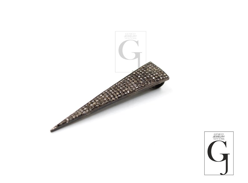Gold antique look spike pendant charm Rosecut pave diamond pendant 925 sterling silver handmade finish diamond charms necklace pendant