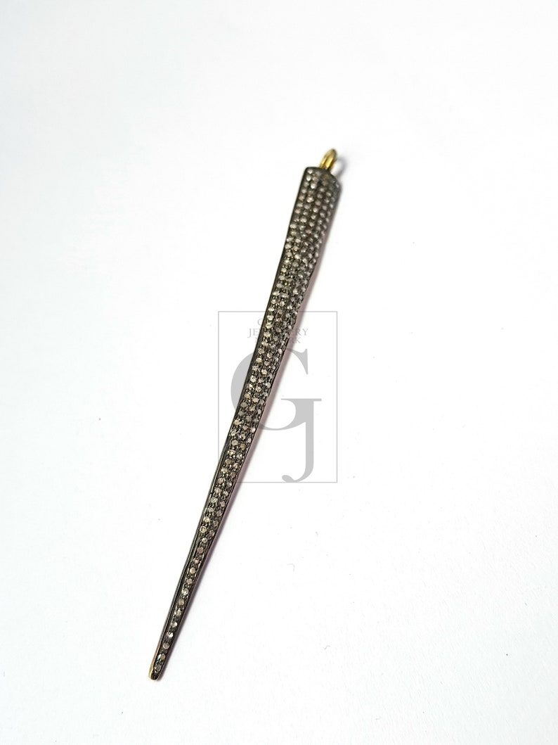 Pave diamond rosecut pendant 925 sterling silver pendant handmade diamond pendant beautiful spike design pave diamond pendant charm