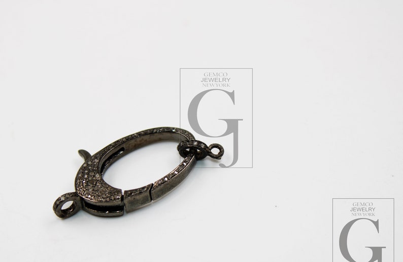 Lobster clasp Rosecut pave diamond antique design spring clasps 925 sterling silver handmade finish diamond clasps jewelry supplies