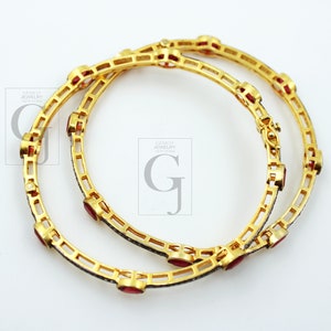 Ruby Diamond Bangle, Pavé Rosecut Diamond 925 Sterling Silver Yellow Gold Vermeil Bracelet