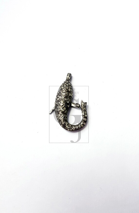Beautiful designer Rosecut pave diamond lobster design clasps 925 sterling silver handmade finish clasps with matching jump ring