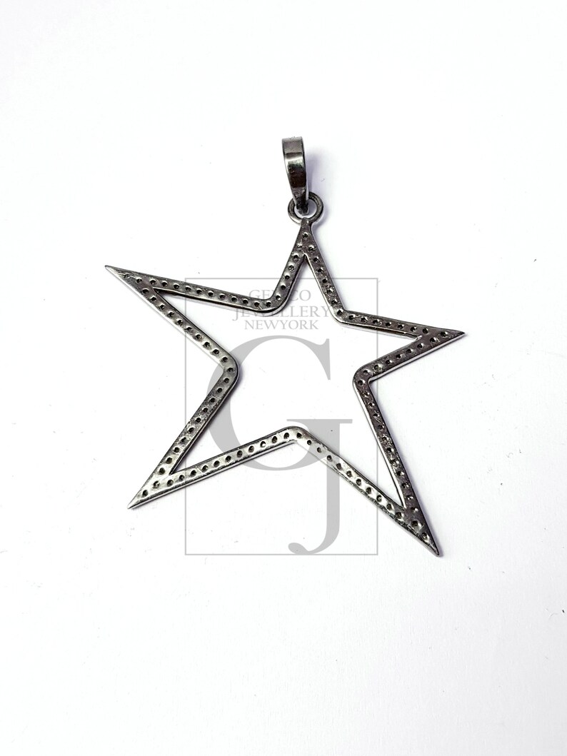 Beautiful rosecut pave diamond pendant 925 sterling silver handmade finish star cutting design diamond pendant jewelry