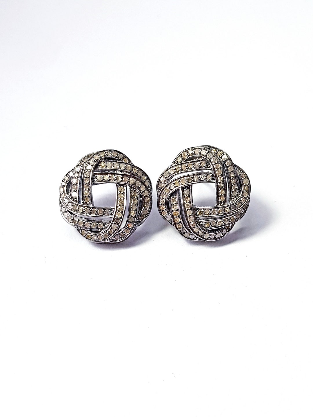 Pave Diamond Earrings Studs 925 Sterling Silver Studs Diamond - Etsy