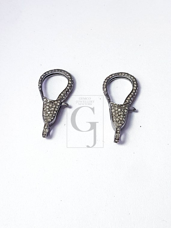 Beautiful designer Rosecut pave diamond lobster design clasps 925 sterling silver handmade finish clasps with matching jump ring