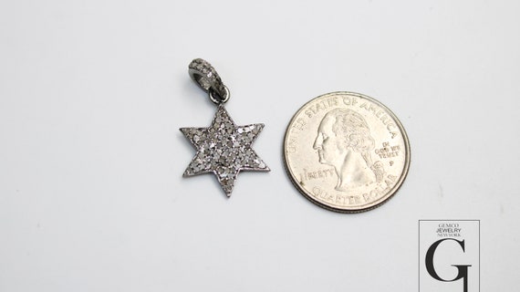 Pendentif étoile Argent Sterling 925 Avec Diamant Véritable – Breloque Pour Création De Bijoux Fait Main