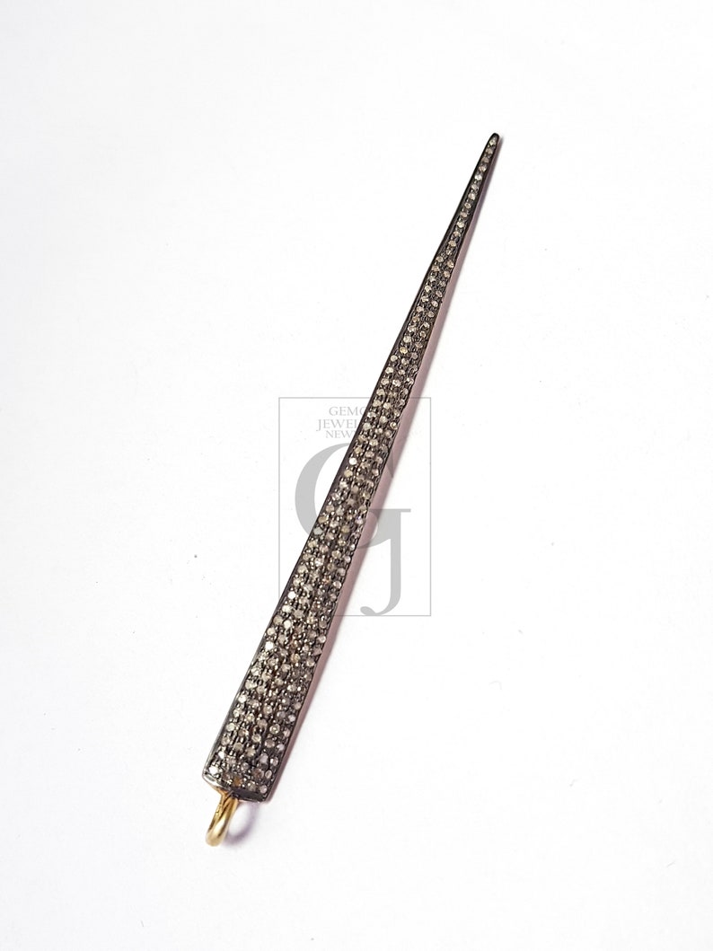 Pave diamond rosecut pendant 925 sterling silver pendant handmade diamond pendant beautiful spike design pave diamond pendant charm