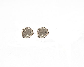 Beautiful designer Pave rosecut diamond 925 sterling silver handmade polki diamond studs