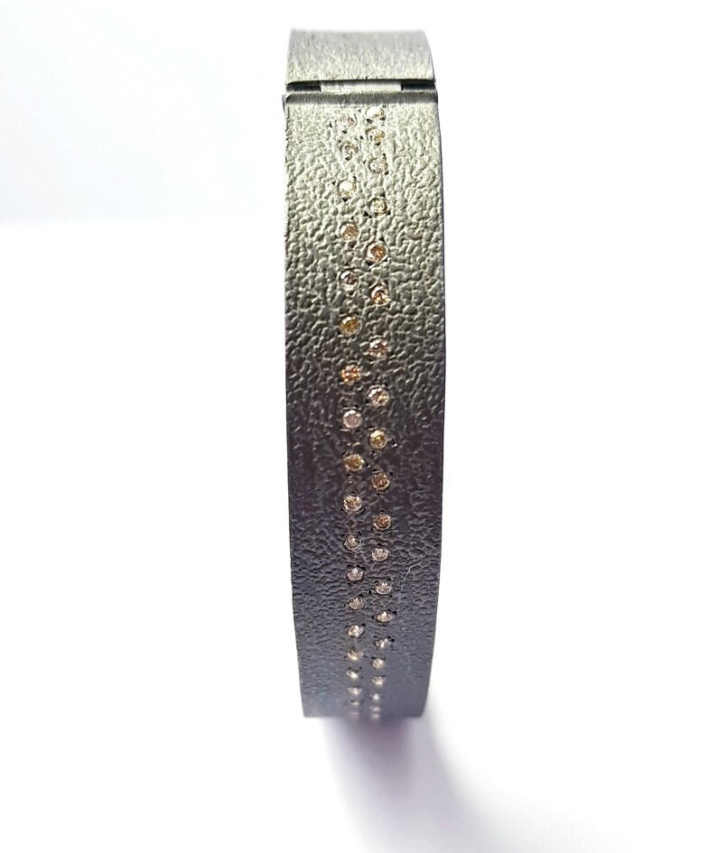 Uniqe handmade Rocecut pave diamond bangle 925 sterling silver rough frostik finish