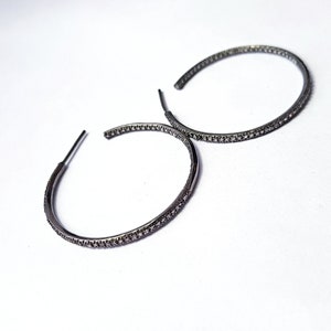 Boho Pave Diamond Hoop Earrings: Sterling Silver Hollywood Glamour