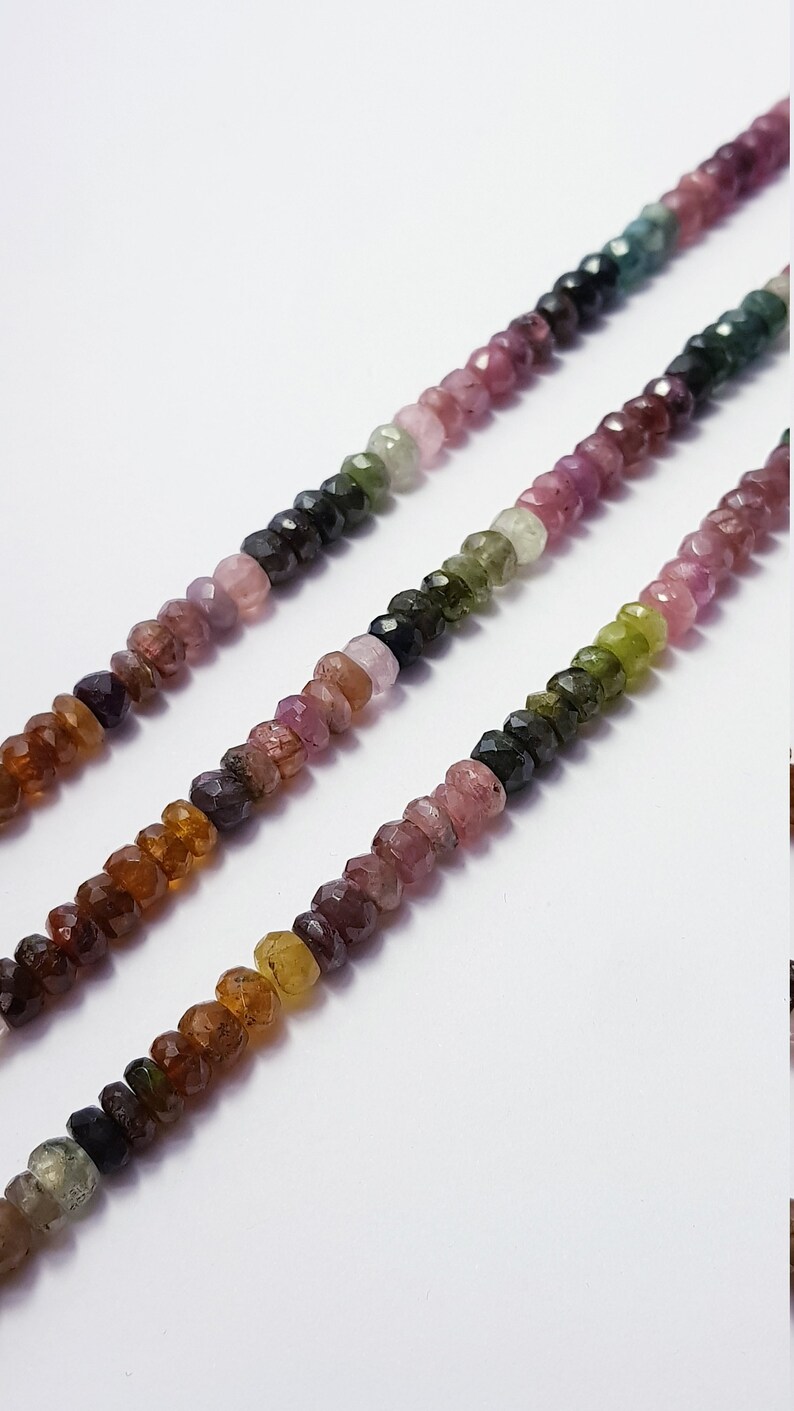 Multi Tourmaline Beads Faceted Roundel Beads 13"Strand Tourmaline Beads 3mm-5mm AAA Quality Wholesale Watermelon Round Shape Bead Tourmaline