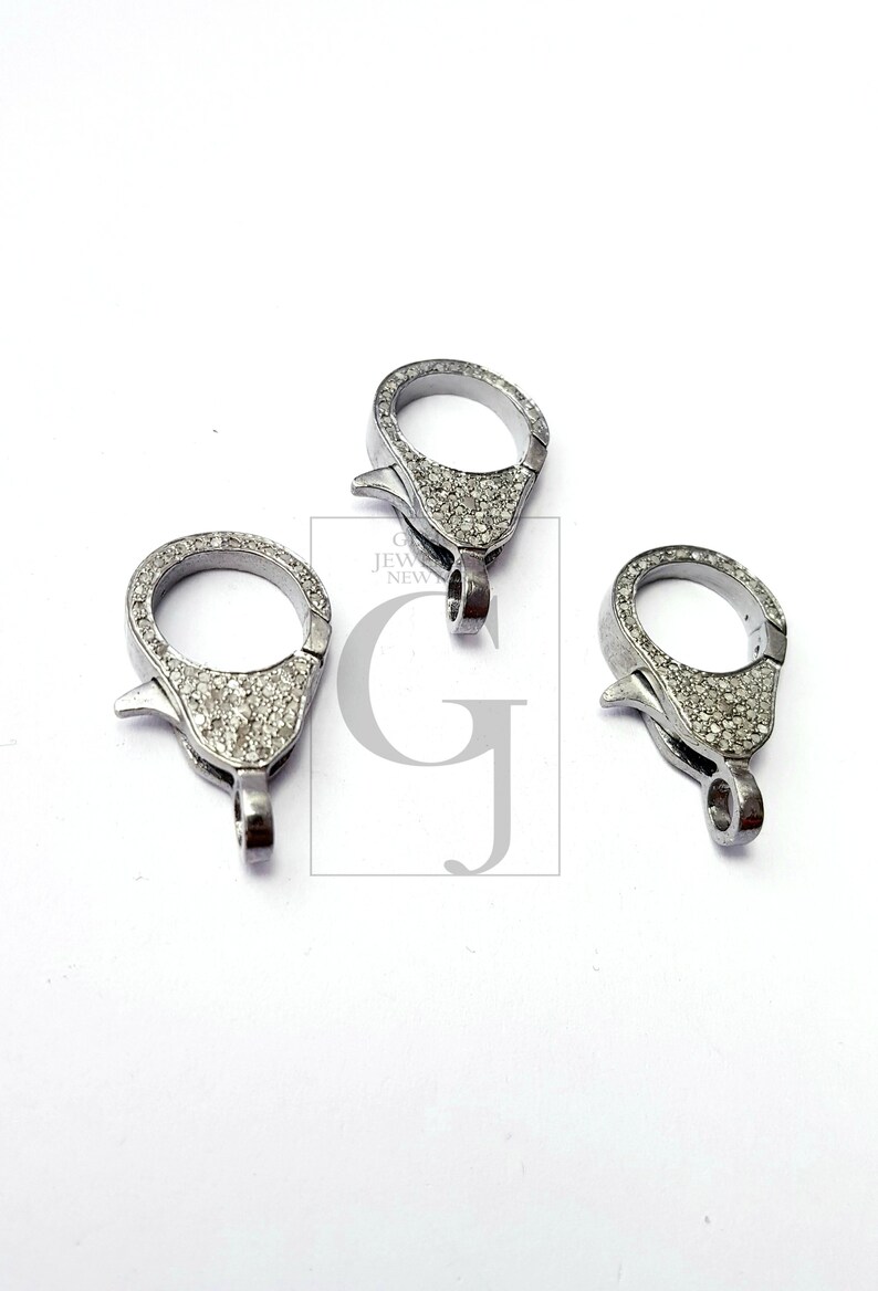 Pave Diamond Claspdiamond Lobster Clasp 925 Sterling Silver Etsy
