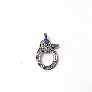 Fermoir mousqueton en diamants pavé, fermoirs en pierre de couleur, fermoirs faits main en argent sterling 925 avec diamants taillés en rose Pavé, fermoir en pierre, cadenas en pierre
