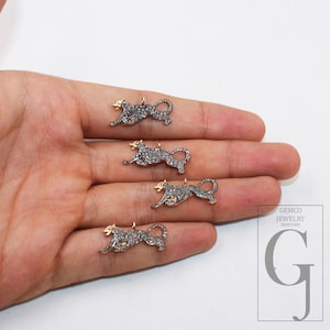 1pc Panther Pendant Pave Diamond Rosecut Pendant 925 Sterling Silver Pendant Handmade Diamond Pendant Beautiful Animal Charm Pendant Jewelry