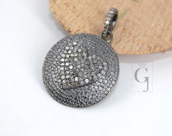 Pave Charm 925 Oxidized Silver Jewelry 13mmx11mm Size GS045 Flower Charm  Pendant 1 Pc Pave Diamond Opal Charm Pendant