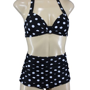 pois vintage bikini points pois rétro repéré rockabilly plage mode maillots de bain taille haute culotte taille haute années 50