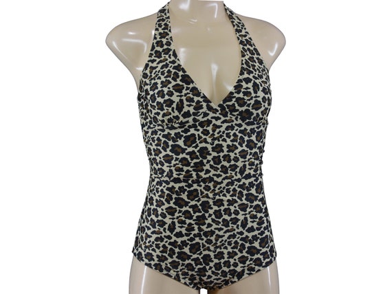 Classic Women\'s Vintage Swimsuit With V-neck Leopard Leo Cheetah 1950\'s  Classic Retro Animal Print Animal Pattern Halterneck 1940\'s 50s - Etsy