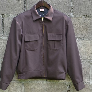 S/Meter/L/XL Handmade Men&#39;s Ricky Gab 1950&#39;s 1950s fifties Vintage Jacket Jacket Flap Pockets gabardine Cotton Brown Pin-Boy Rockabilly