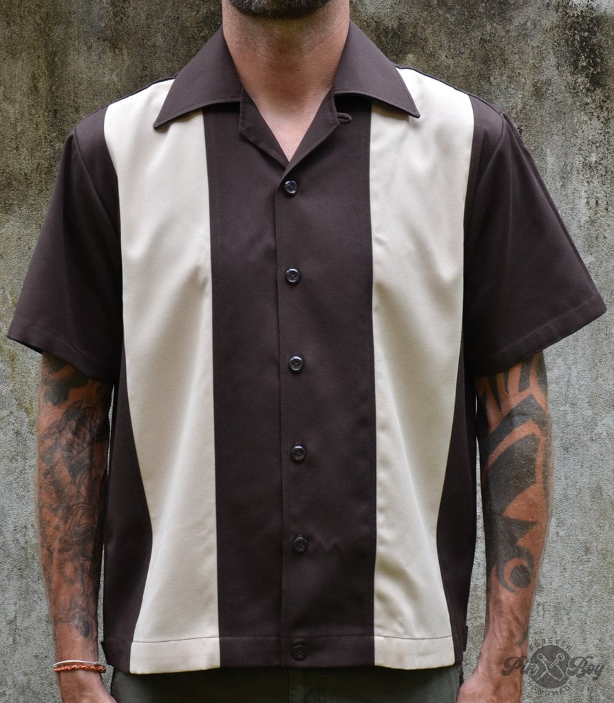 Classic Gabardine Two Tone Bowling Gab Shirt Brown Bowling