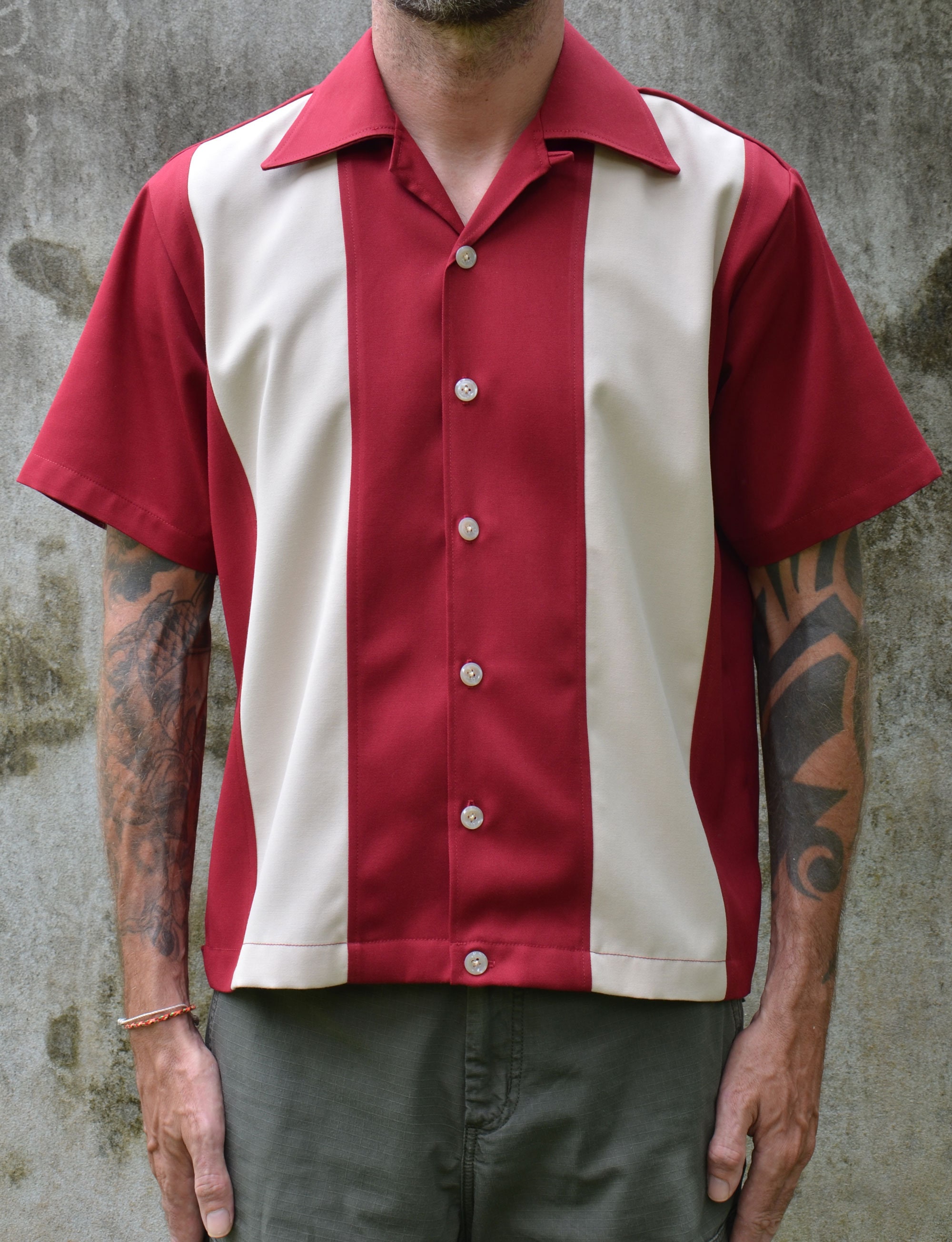 Dovford Shirts for Men,Men's Vintage Bowling Shirt 1950s Retro