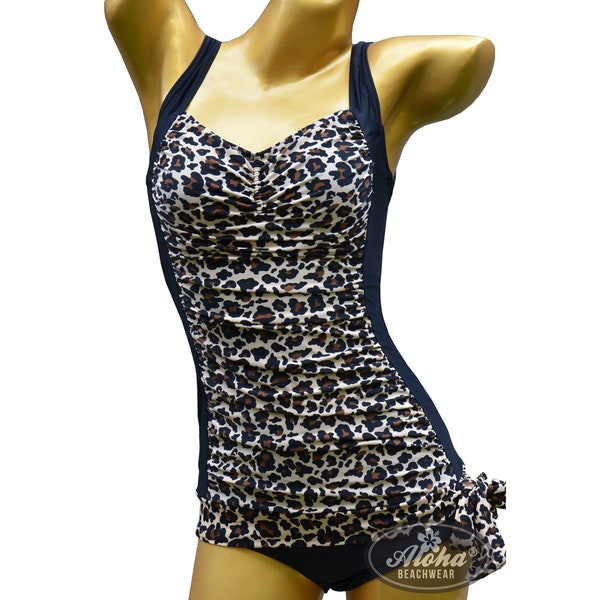 S-M-L-XL Retro women's swimsuit swimsuit bathing suit tiki style Leo Cheetah Leolook vintage style vintage one-piece swimwear 1950s belly