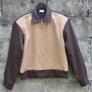 S/Meter/L/XL Handmade 1950's Men's Ricky Jacket Gabardine Jacket two tone Cotton Rockabilly fifties Vintage Shirt Blouson Mid-Century Style Brown