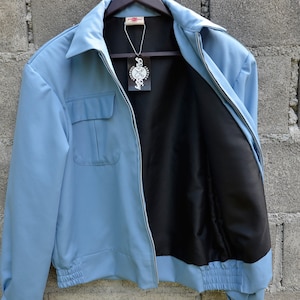 S/Meter/L/XL Handmade Men&#39;s Ricky Gab 1950&#39;s 1950s fifties Vintage Jacket Jacket Flap Pockets gabardine Cotton Blue Blue Pin-Boy Rockabilly