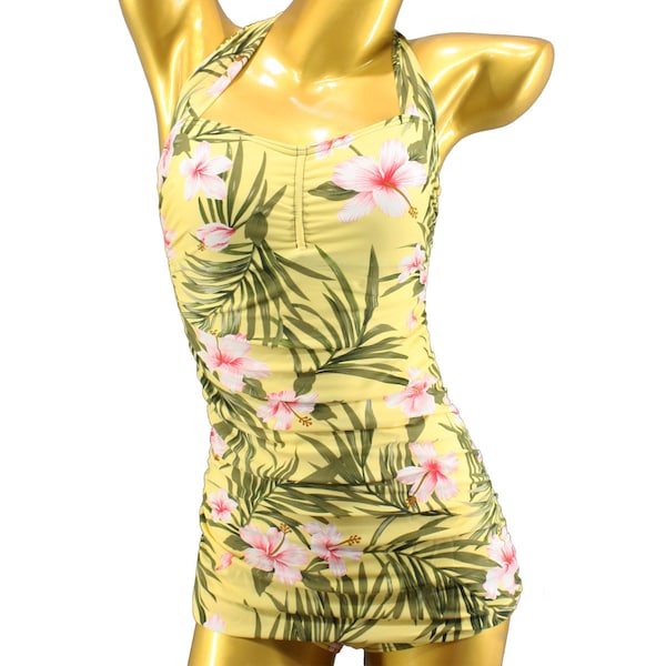 Blush heirloom/Cheetah Hibiscus Peek-a-Boo reversible Swimsuit