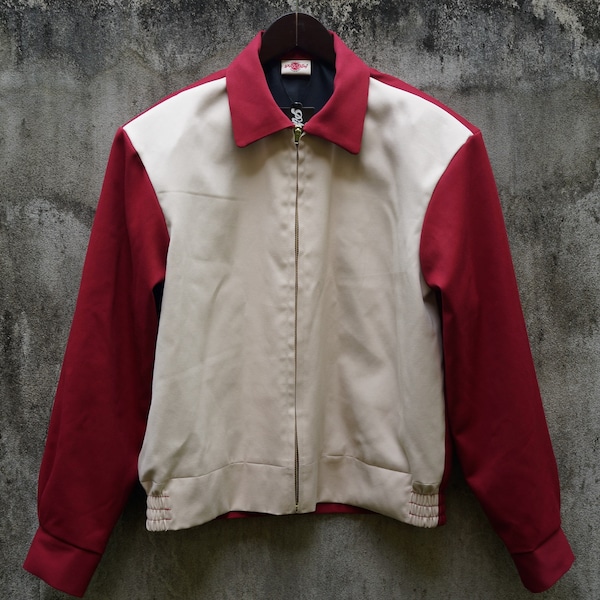 S/Metro/L/XL Ricky Gab da uomo fatto a mano anni '50 anni '50 anni '40 Giacca vintage giacca bicolore gabardine cotone Rosso rosso beige Pin-Boy Rockabilly