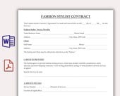 Fashion Stylist Contract Template, Printable & Editable Fashion Photoshoot Agreement, Personal Stylist Service Contract, Wardrobe Consultant