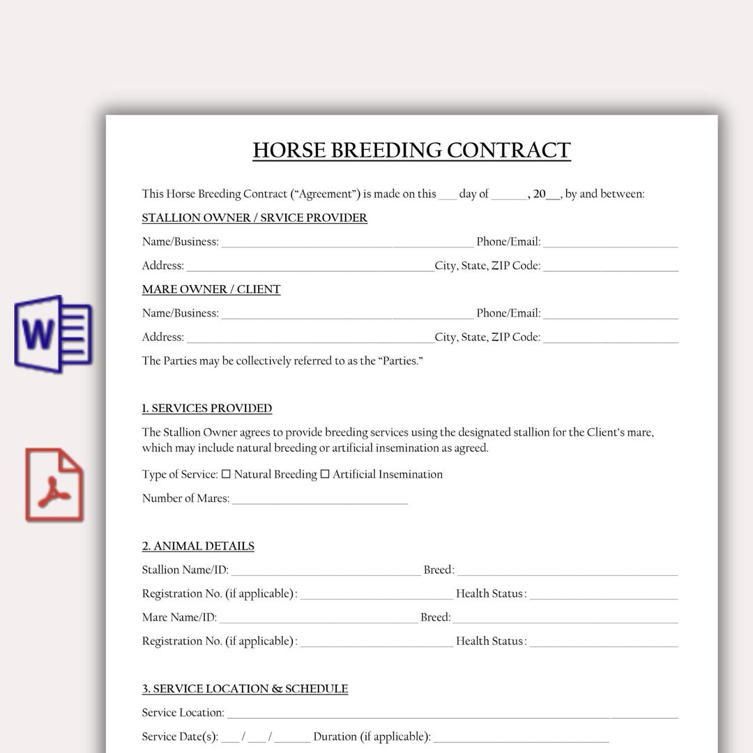 Image 7 for Stallion Breeding Contract Templates