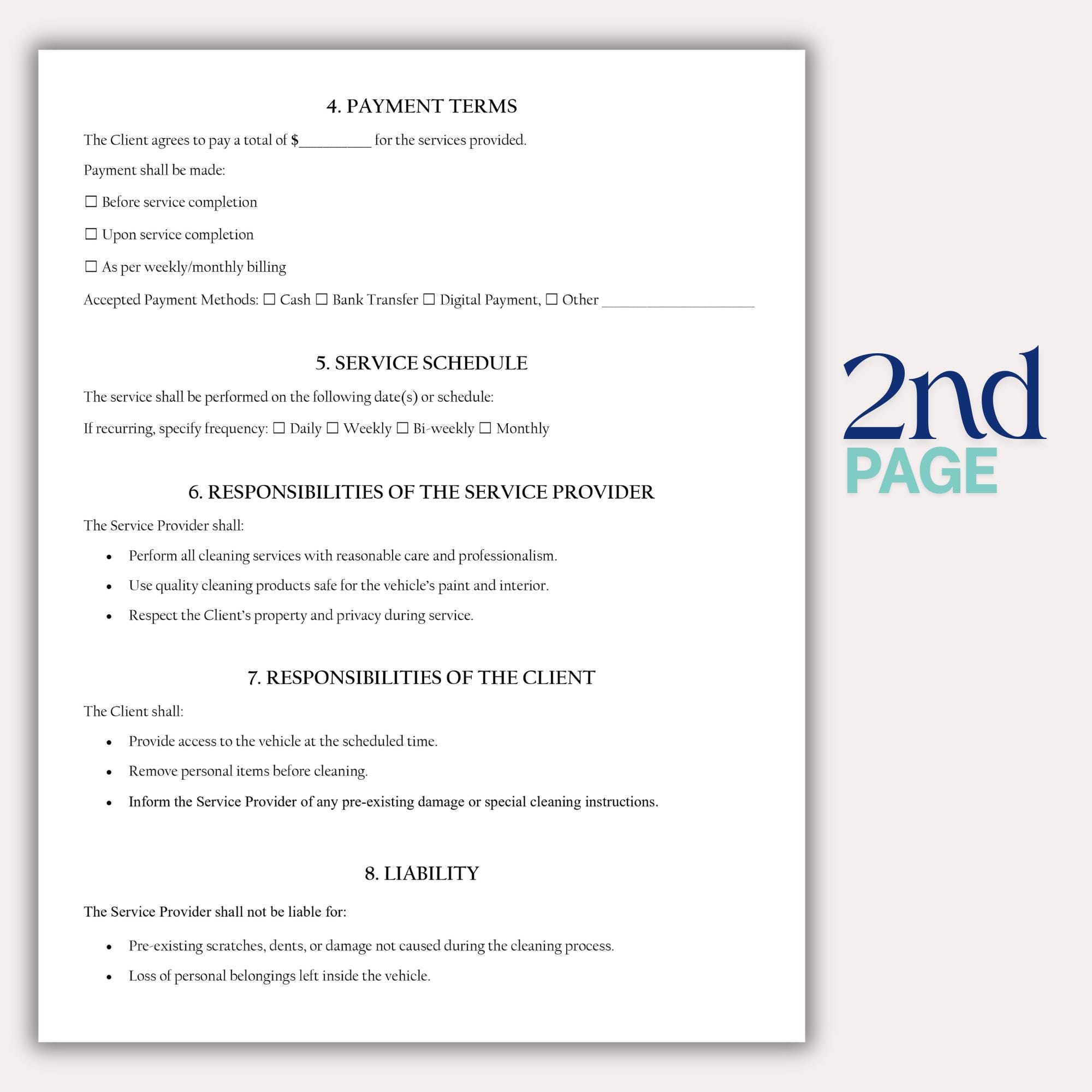 Vehicle Cleaning Agreement Template, Car Wash & Detailing Service ...