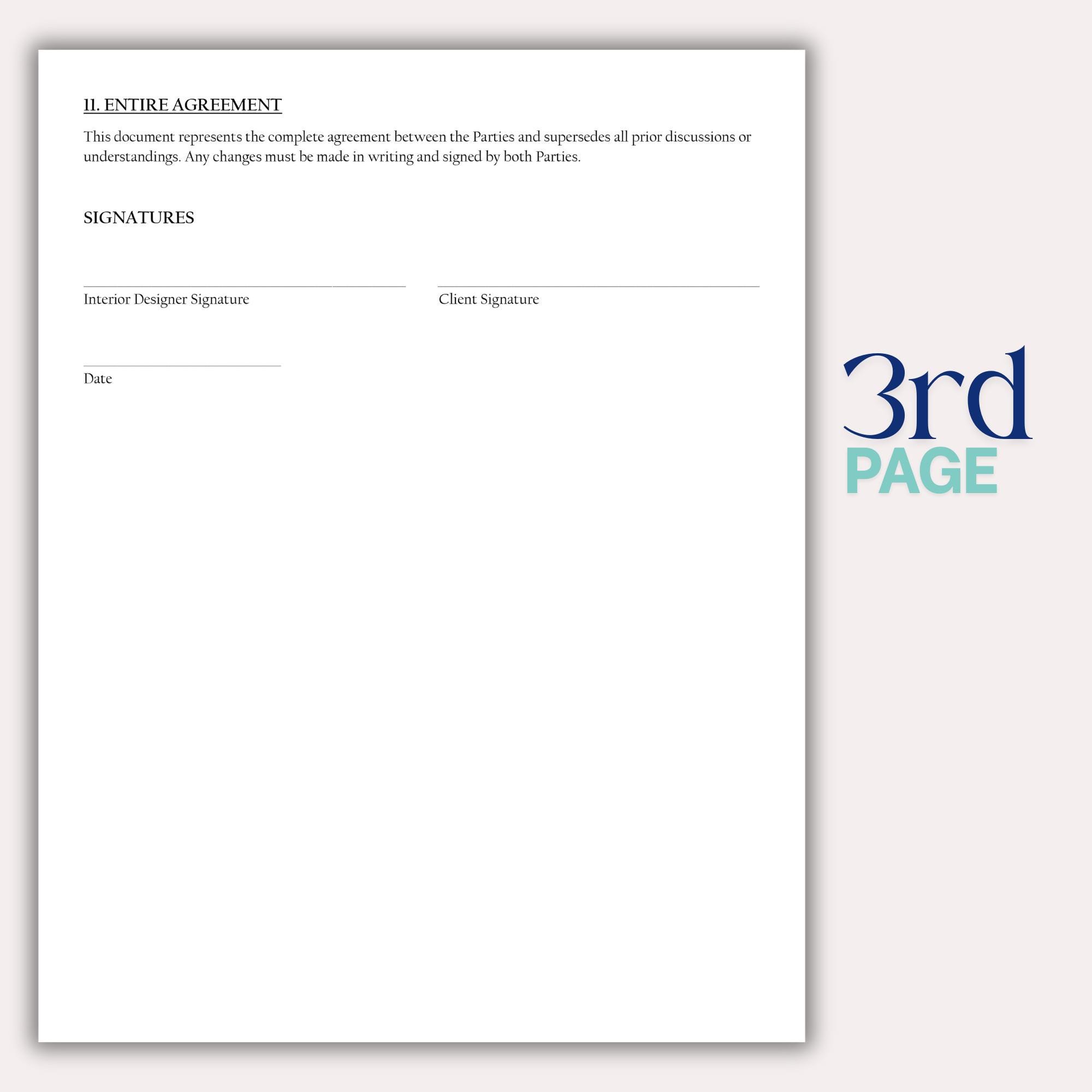 Printable Interior Design Contract, Editable Interior Design Agreement ...
