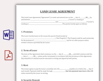 Modelo de contrato de arrendamiento de terrenos, contrato de arrendamiento de terrenos editable, formulario de arrendamiento de terrenos baldíos para uso agrícola, comercial o residencial, formulario imprimible.